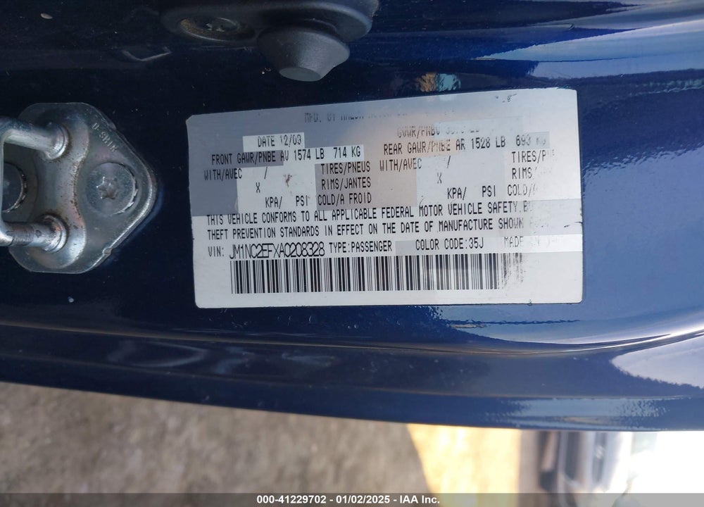 2010 MAZDA MX-5 MIATA VIN: JM1NC2EFXA0208328