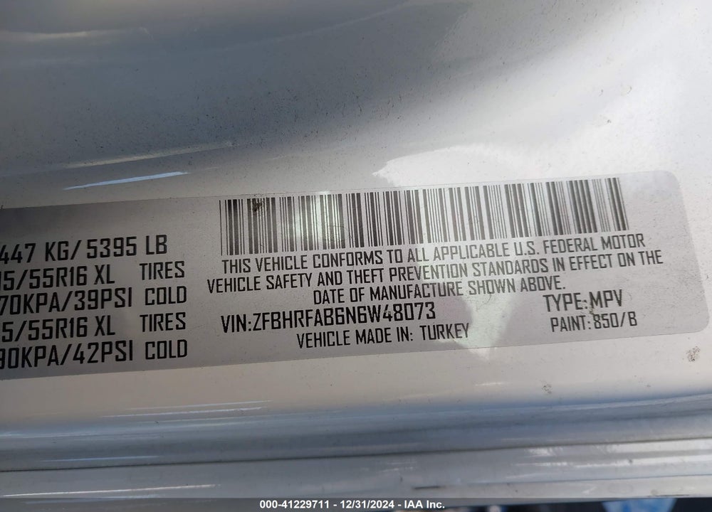 2022 RAM PROMASTER CITY CARGO VAN VIN: ZFBHRFAB6N6W48073