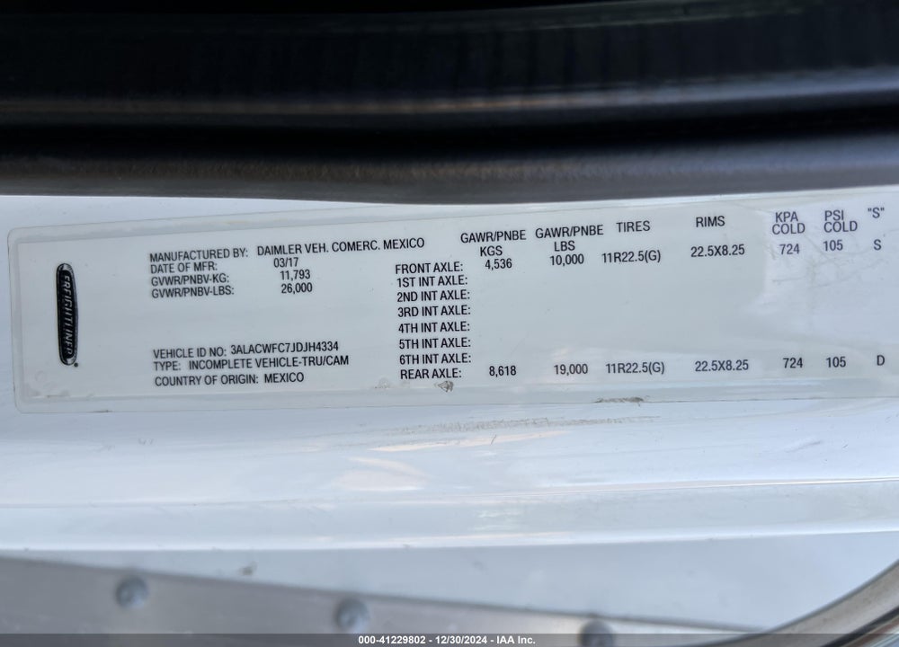 2018 FREIGHTLINER M2 106 VIN: 3ALACWFC7JDJH4334