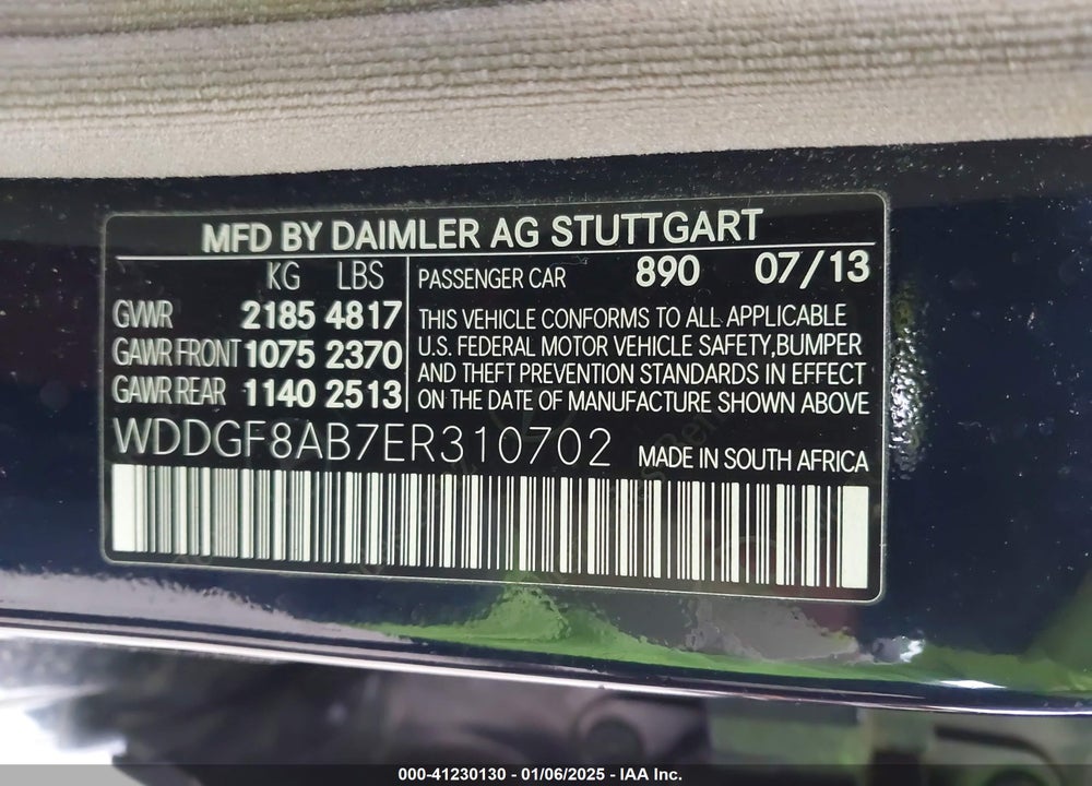 2014 MERCEDES-BENZ C 300 LUXURY 4MATIC/SPORT 4MATIC VIN: WDDGF8AB7ER310702