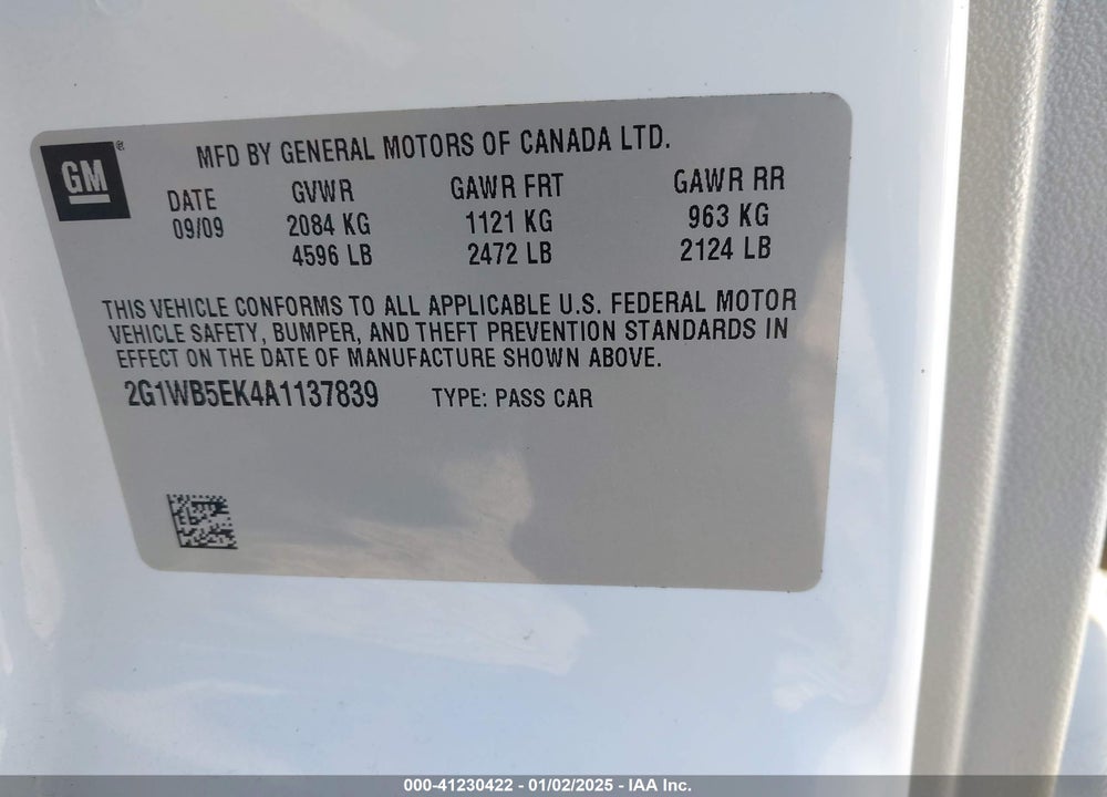 2010 CHEVROLET IMPALA LT VIN: 2G1WB5EK4A1137839