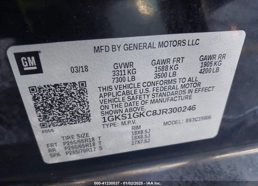 2018 GMC YUKON XL SLT VIN: 1GKS1GKC8JR300246