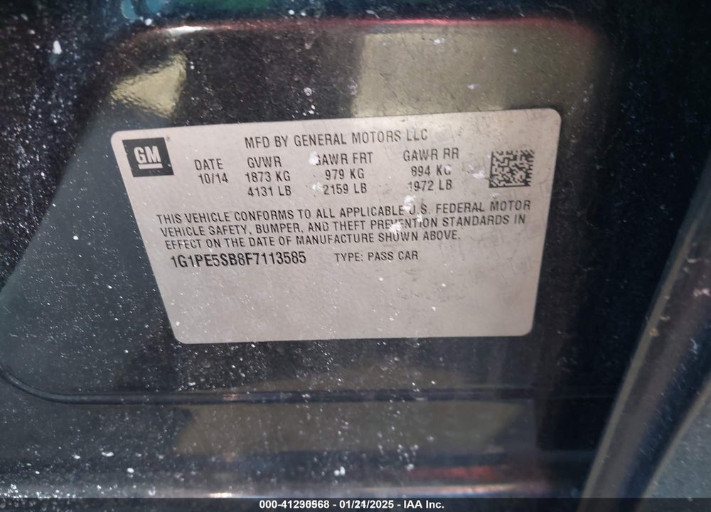 2015 CHEVROLET CRUZE VIN: 1G1PE5SB8F7113585
