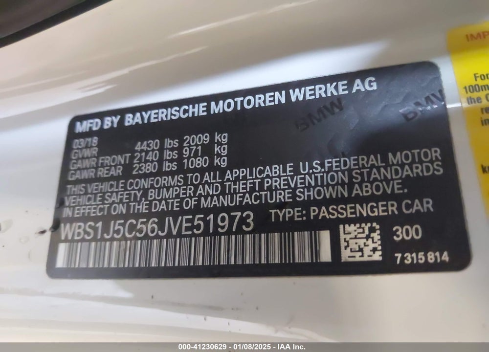 2018 BMW M2 VIN: WBS1J5C56JVE51973