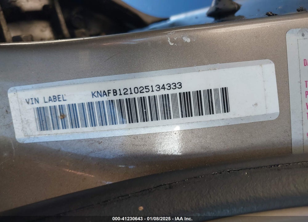 2002 KIA SPECTRA LS VIN: KNAFB121025134333