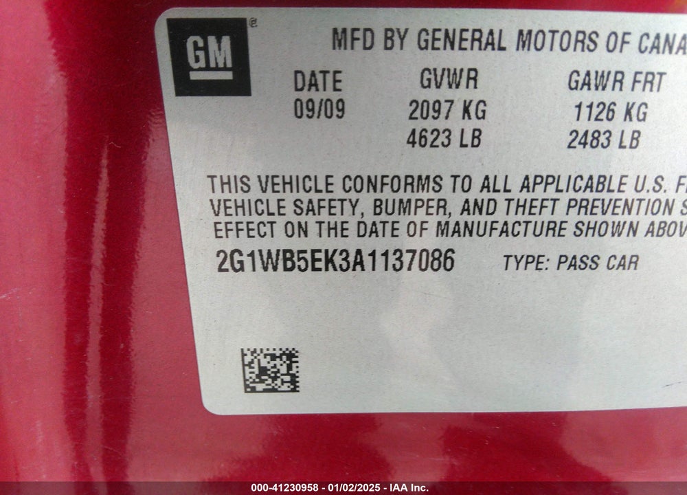 2010 CHEVROLET IMPALA LT VIN: 2G1WB5EK3A1137086