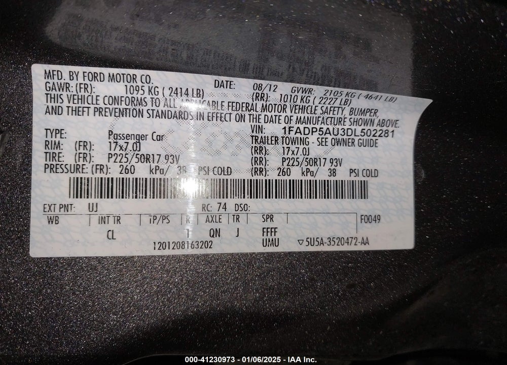 2013 FORD C-MAX HYBRID SE VIN: 1FADP5AU3DL502281