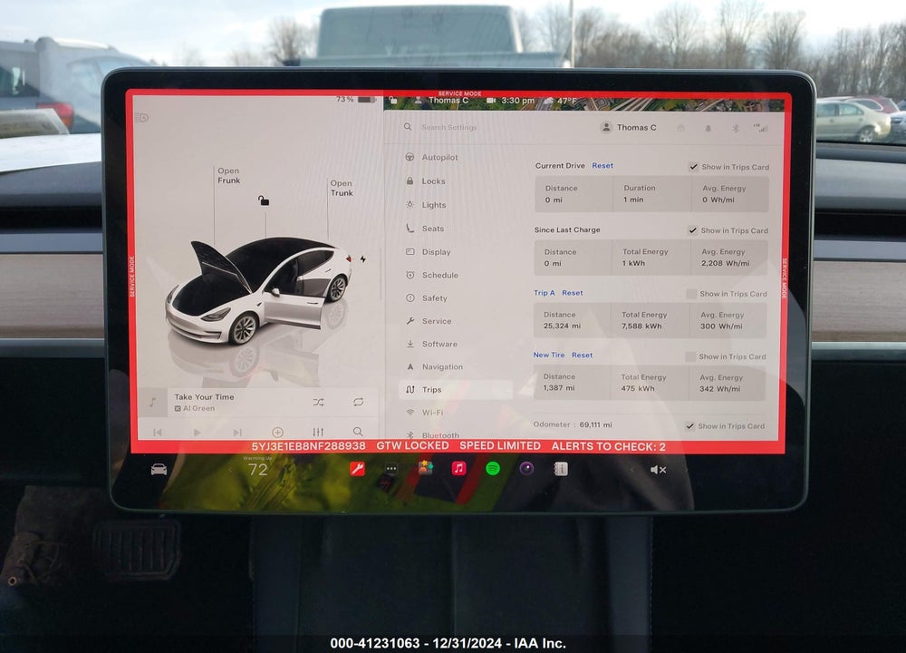 2022 TESLA MODEL 3 VIN: 5YJ3E1EB8NF288938
