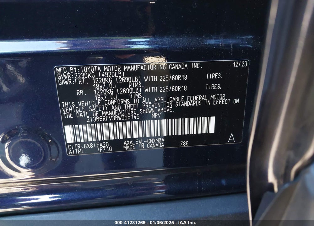2024 TOYOTA RAV4 XLE PREMIUM VIN: 2T3B6RFV3RW055145