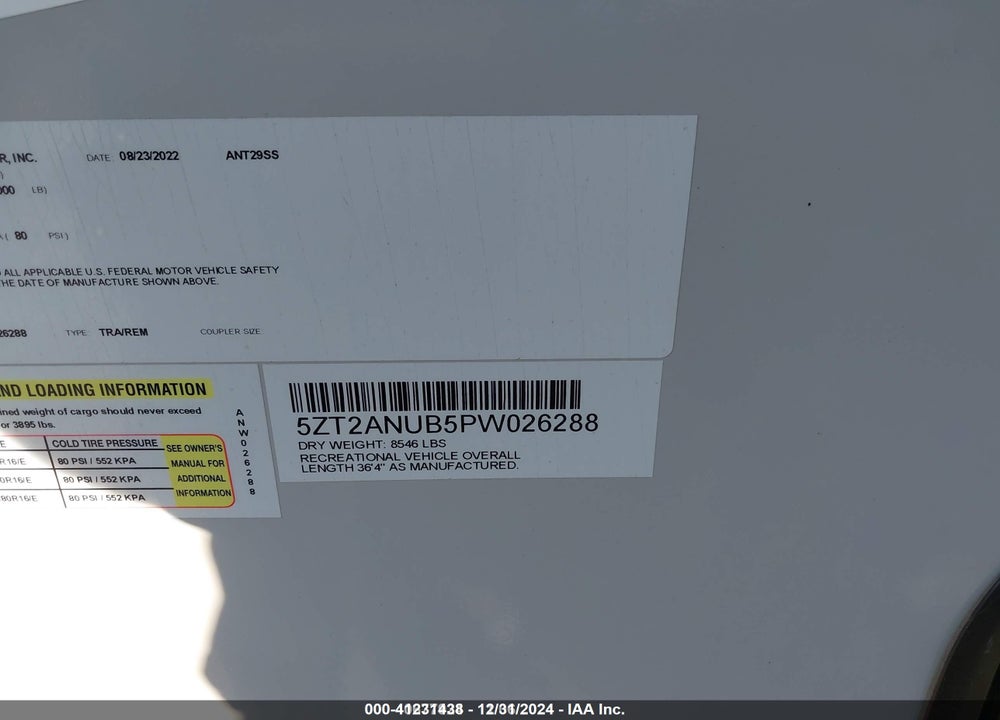 2023 COACHMEN ADRENALINE VIN: 5ZT2ANUB5PW026288