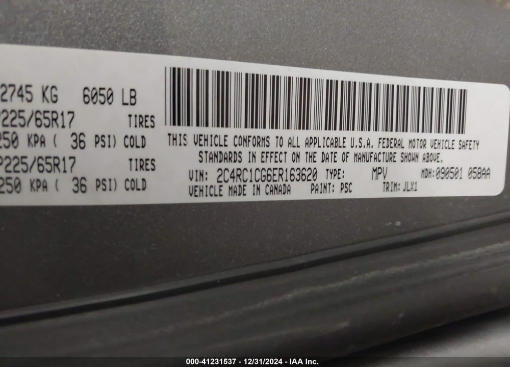2014 CHRYSLER TOWN & COUNTRY TOURING-L 30TH ANNIVERSARY VIN: 2C4RC1CG6ER163620