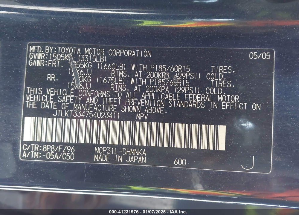 2005 SCION XB VIN: JTLKT334754023411
