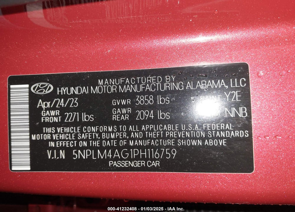 2023 HYUNDAI ELANTRA SEL VIN: 5NPLM4AG1PH116759