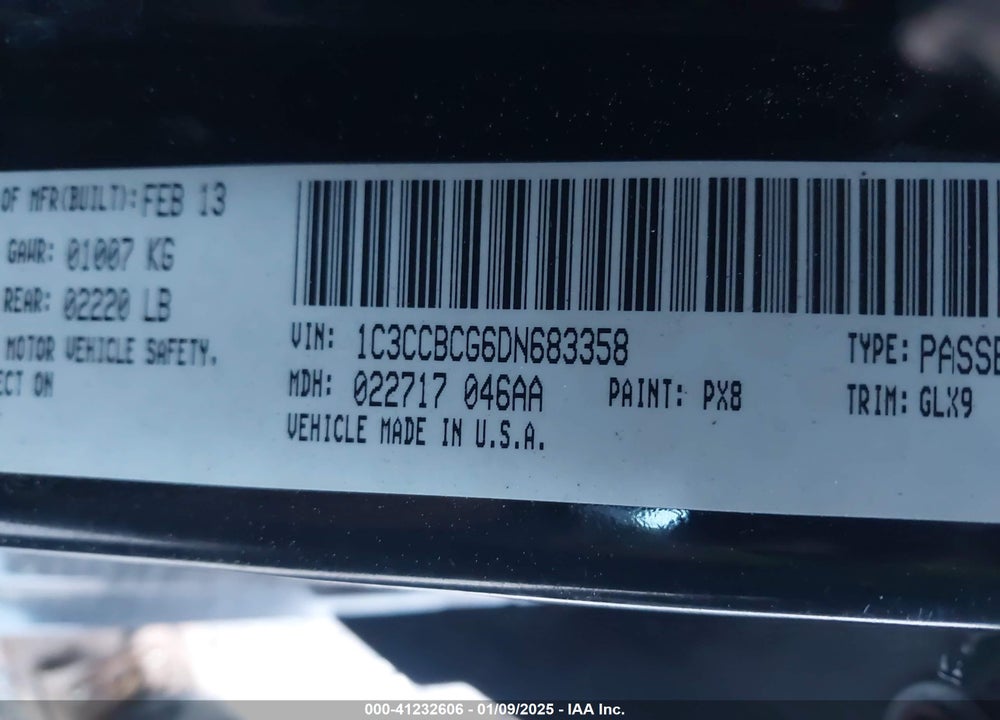 2013 CHRYSLER 200 VIN: 1C3CCBCG6DN683358