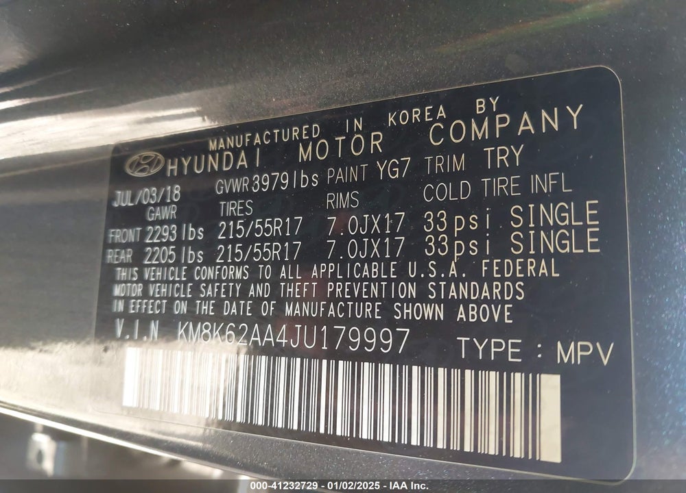 2018 HYUNDAI KONA SEL VIN: KM8K62AA4JU179997