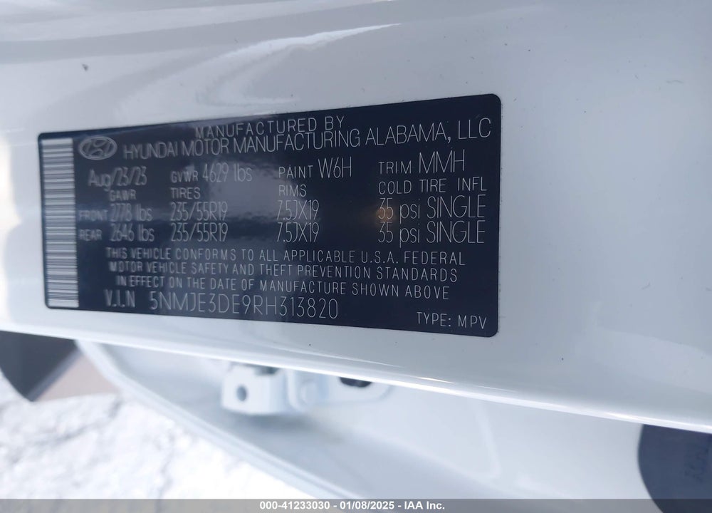 2024 HYUNDAI TUCSON VIN: 5NMJE3DE9RH313820