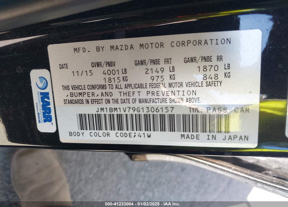 2016 MAZDA MAZDA3 VIN: JM1BM1V79G1306157