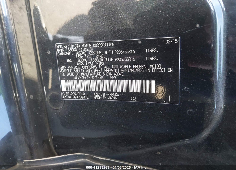 2015 SCION XB VIN: JTLZE4FE1FJ071878