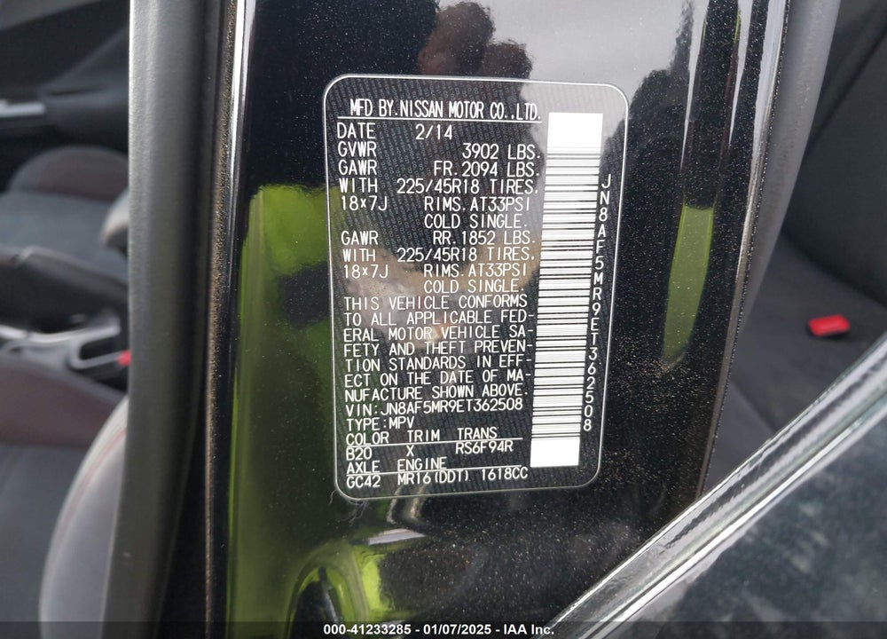 2014 NISSAN JUKE NISMO VIN: JN8AF5MR9ET362508