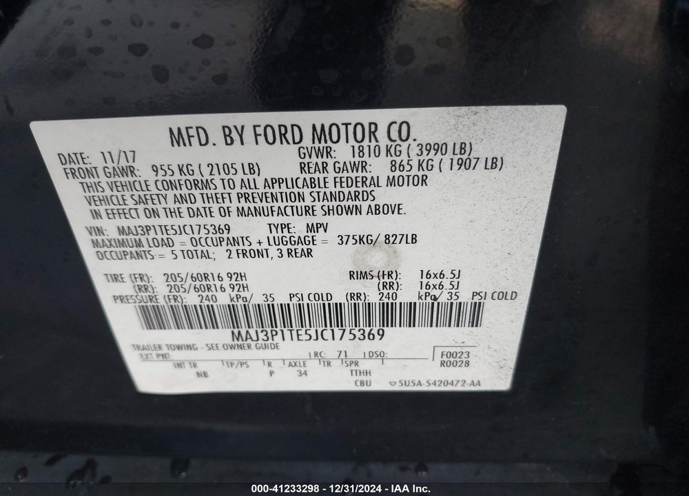 2018 FORD ECOSPORT SE VIN: MAJ3P1TE5JC175369