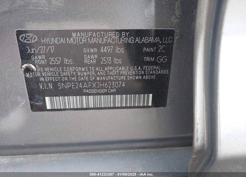 2018 HYUNDAI SONATA VIN: 5NPE24AFXJH623074