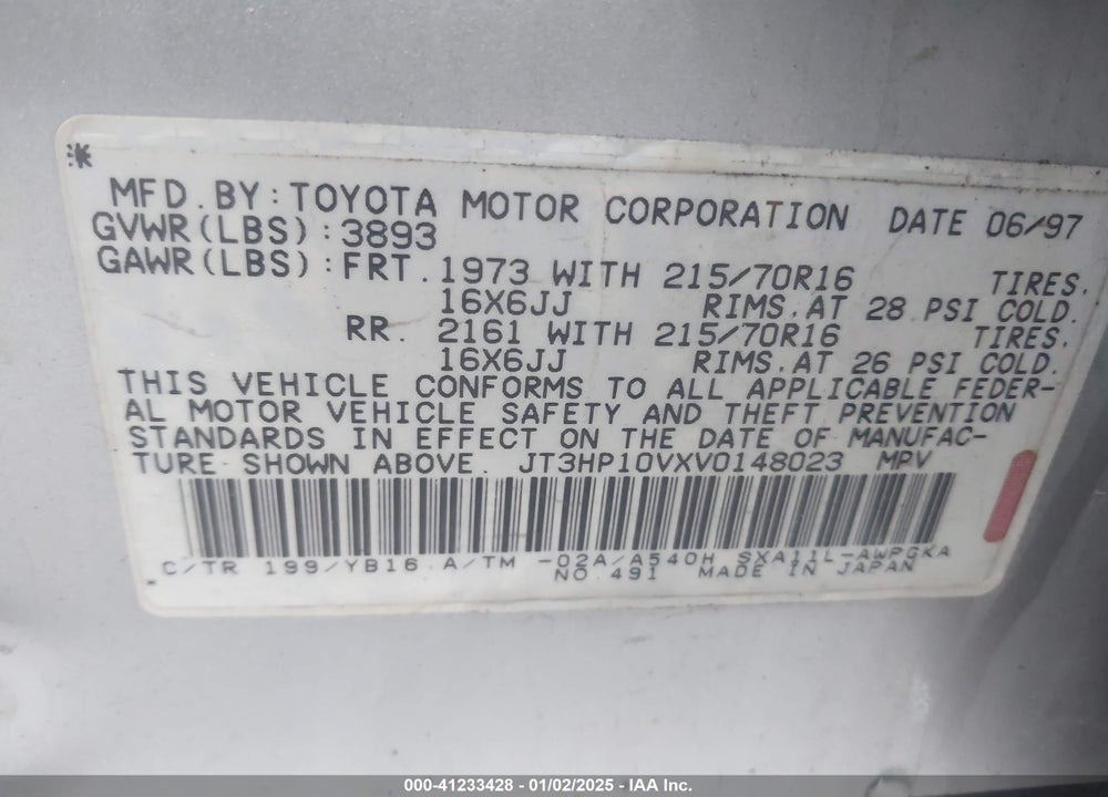 1997 TOYOTA RAV4 VIN: JT3HP10VXV0148023