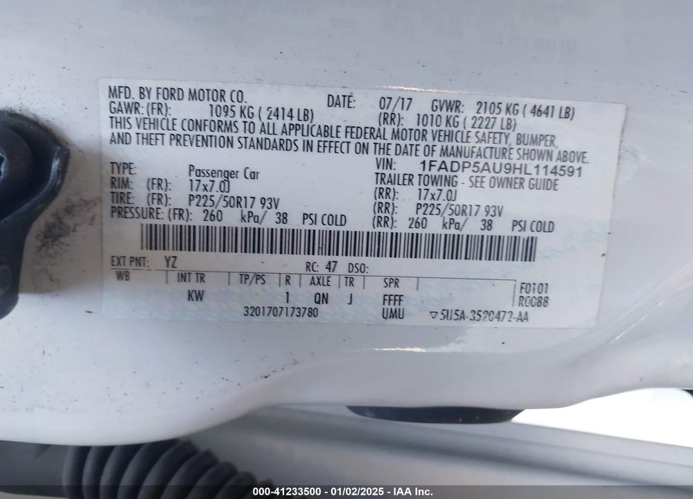 2017 FORD C-MAX HYBRID SE VIN: 1FADP5AU9HL114591