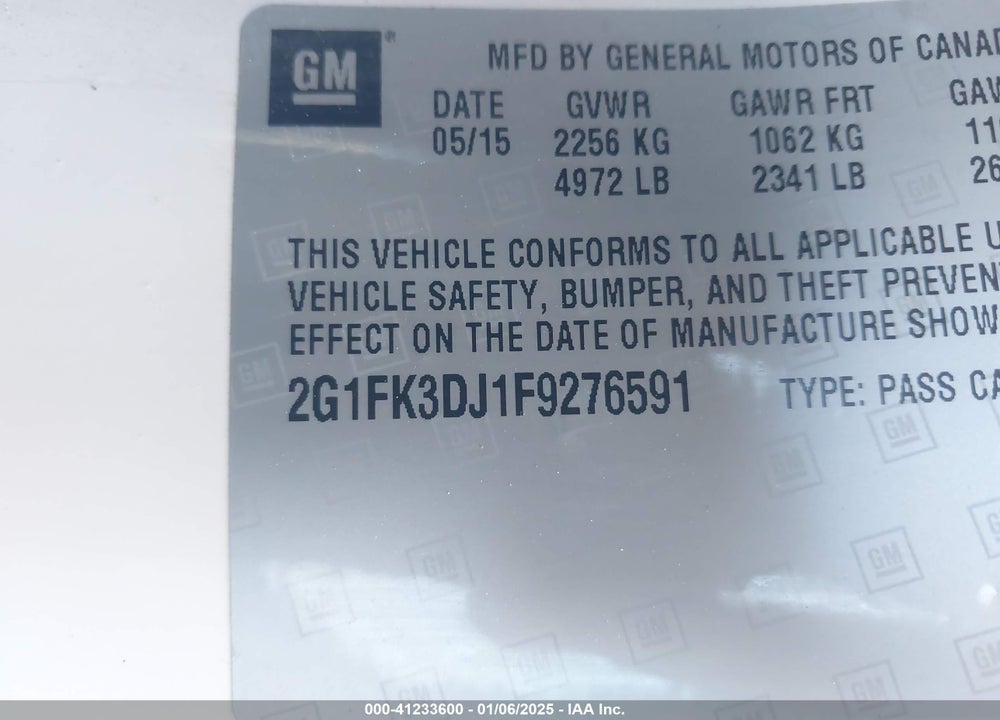 2015 CHEVROLET CAMARO 2SS VIN: 2G1FK3DJ1F9276591