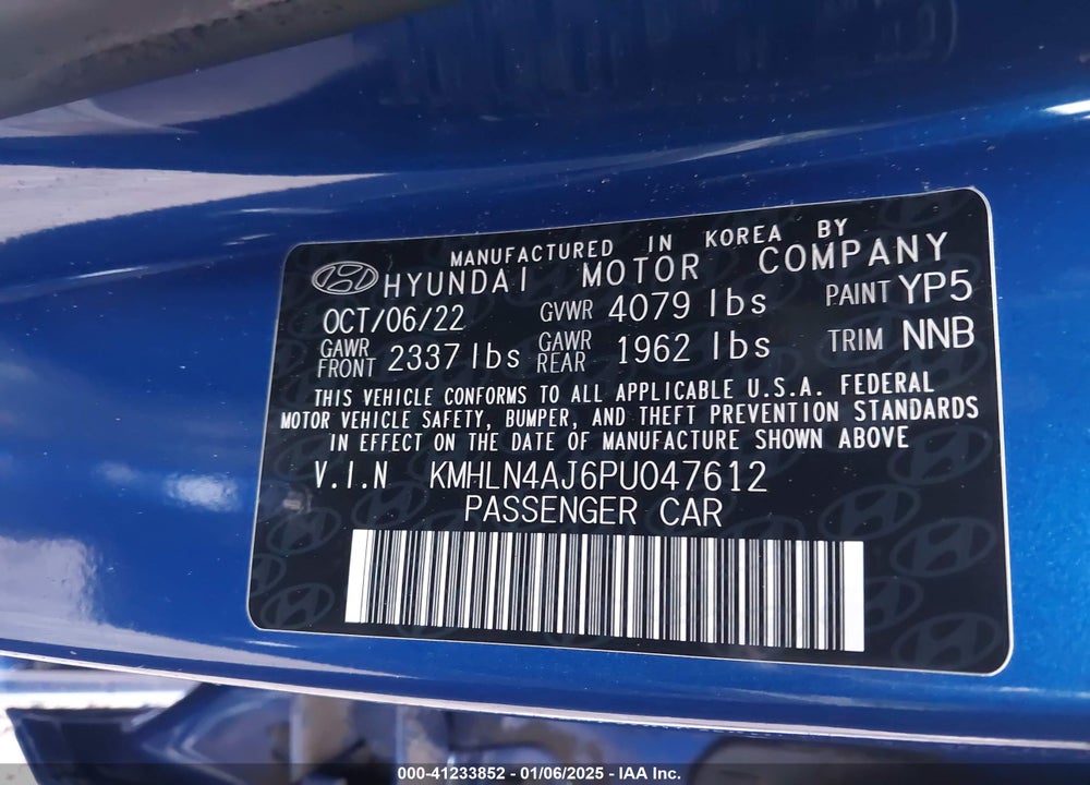 2023 HYUNDAI ELANTRA HYBRID VIN: KMHLN4AJ6PU047612
