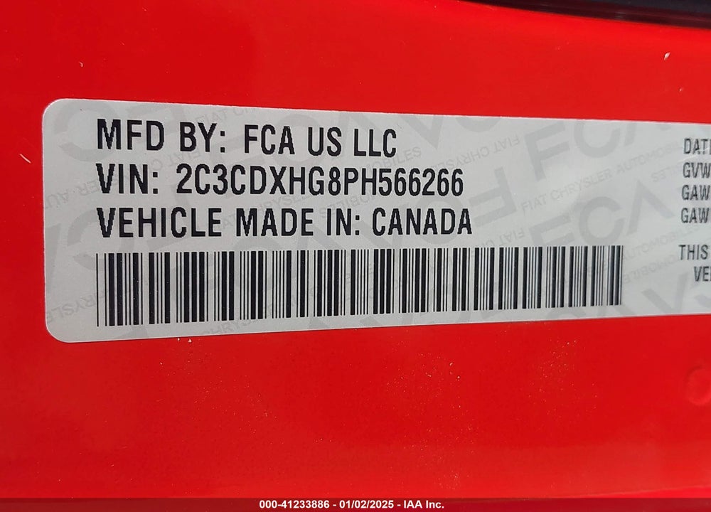 2023 DODGE CHARGER GT VIN: 2C3CDXHG8PH566266