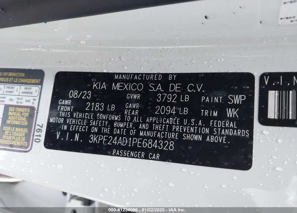 2023 KIA FORTE VIN: 3KPF24AD1PE684328