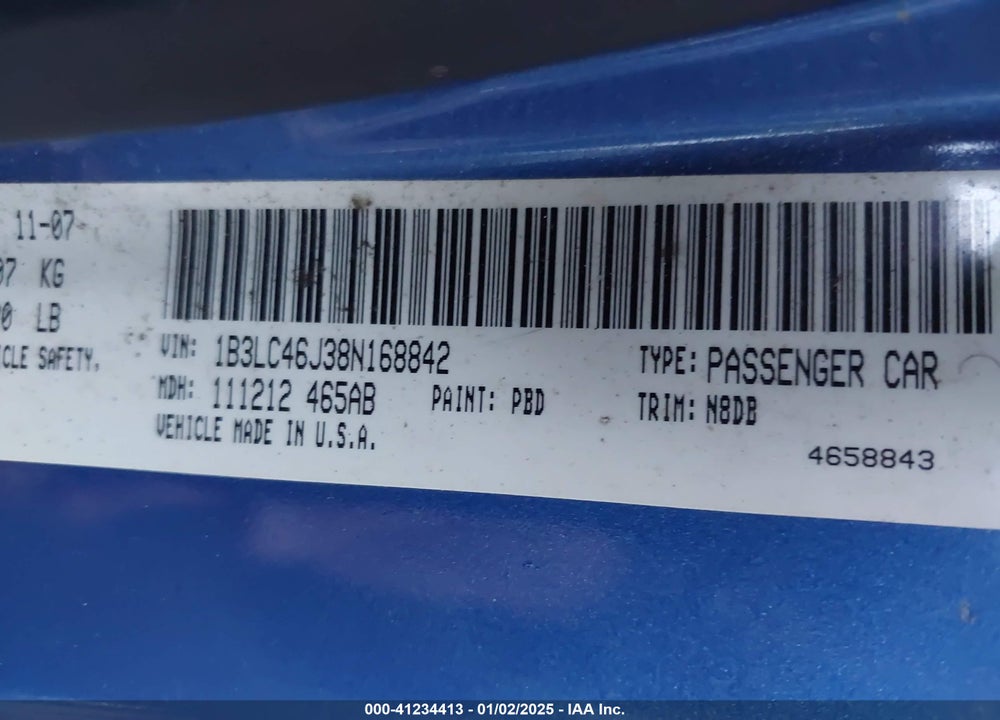 2008 DODGE AVENGER SE VIN: 1B3LC46J38N168842