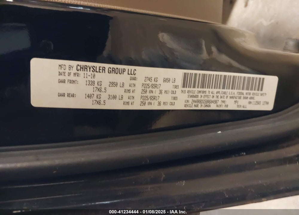 2011 CHRYSLER TOWN & COUNTRY TOURING-L VIN: 2A4RR8DG5BR604987