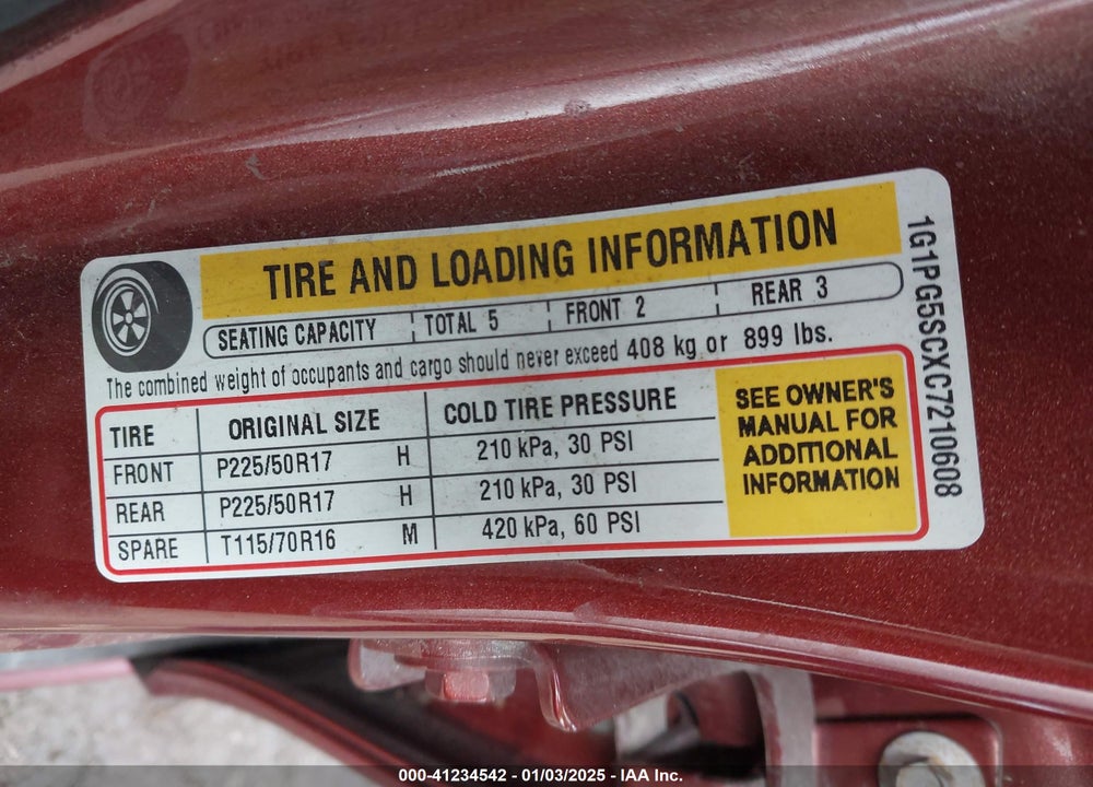 2012 CHEVROLET CRUZE VIN: 1G1PG5SCXC7210608