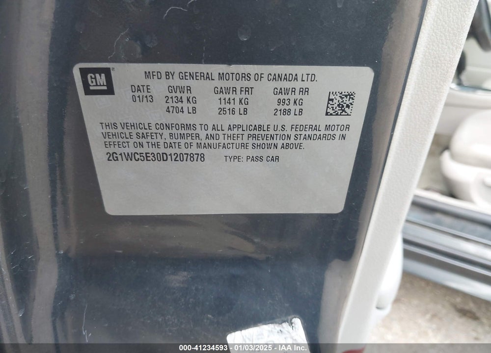 2013 CHEVROLET IMPALA LTZ VIN: 2G1WC5E30D1207878