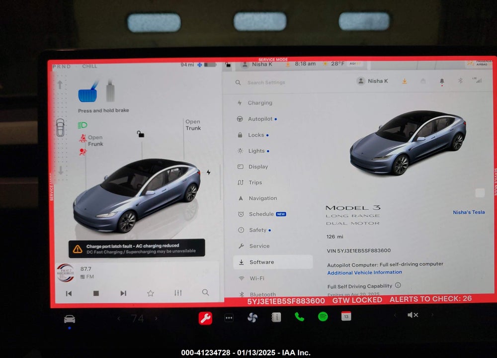 2025 TESLA MODEL 3 VIN: 5YJ3E1EB5SF883600