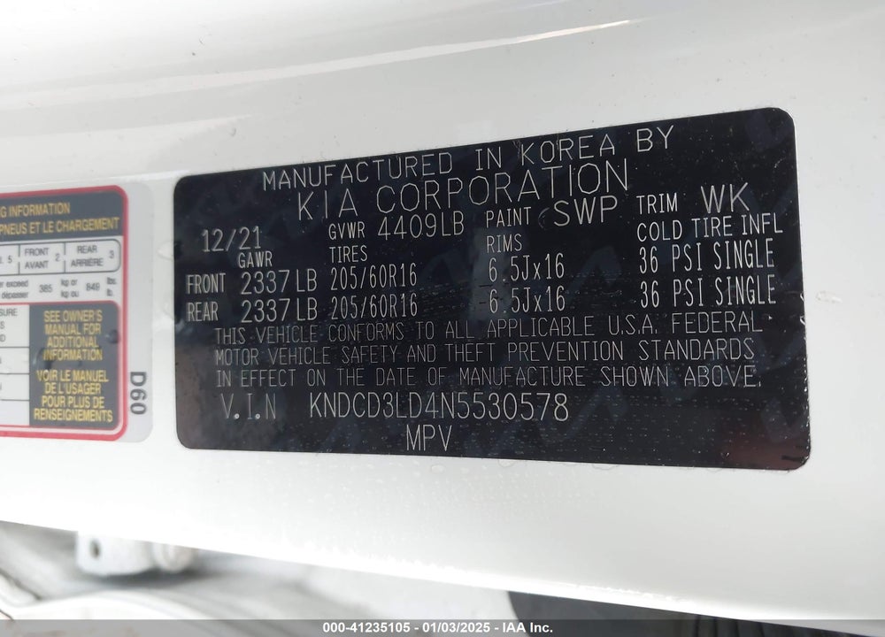 2022 KIA NIRO PLUG-IN HYBRID EX VIN: KNDCD3LD4N5530578