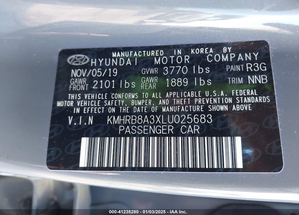 2020 HYUNDAI VENUE SE VIN: KMHRB8A3XLU025683