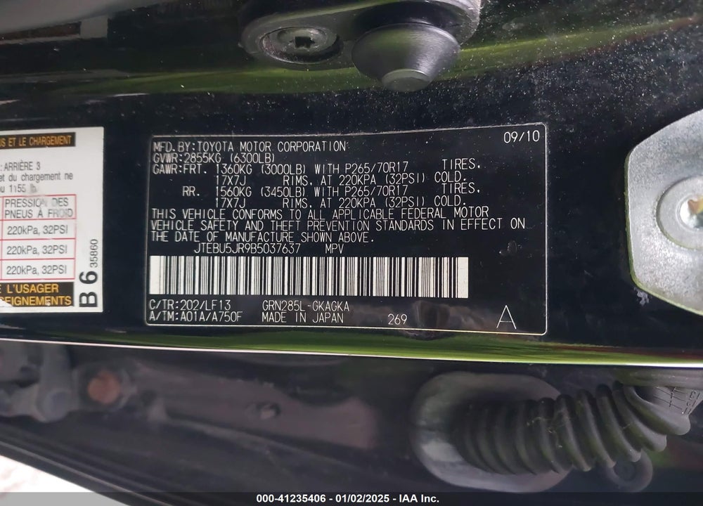 2011 TOYOTA 4RUNNER SR5 V6 VIN: JTEBU5JR9B5037637
