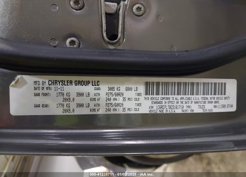 2012 RAM 1500 VIN: 1C6RD7LT8CS161710