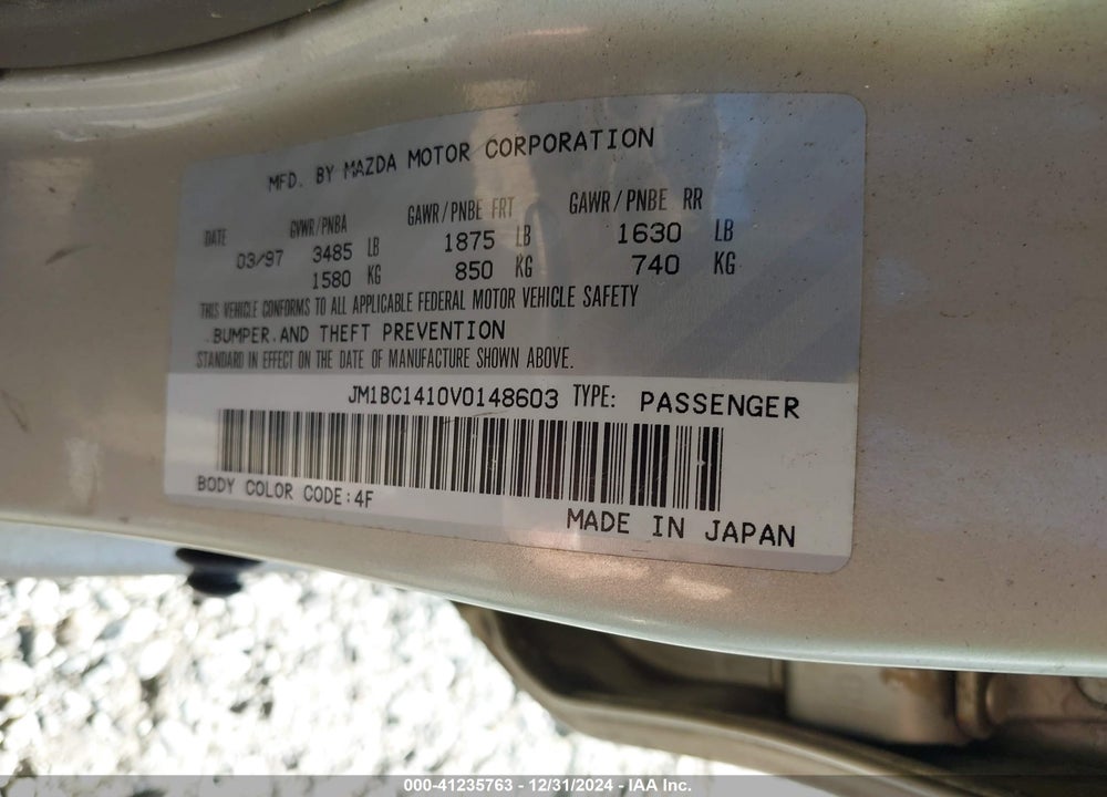 1997 MAZDA PROTEGE DX/LX VIN: JM1BC1410V0148603