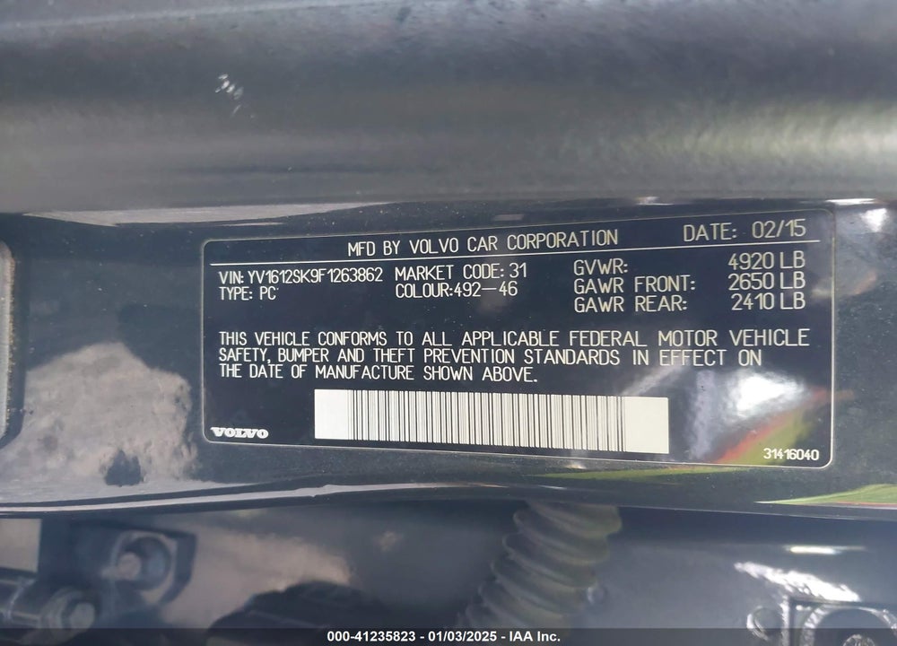 2015 VOLVO V60 T5 PREMIER VIN: YV1612SK9F1263862