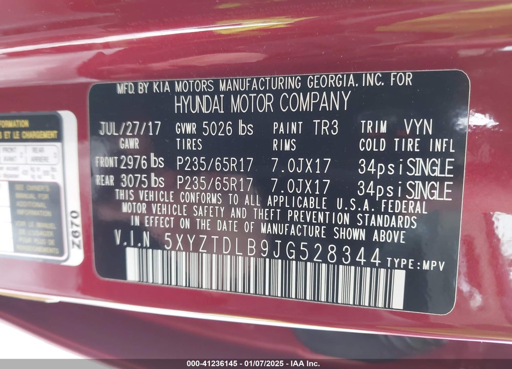 2018 HYUN SANTA FE SPORT AUTOM VIN: 5XYZTDLB9JG528344