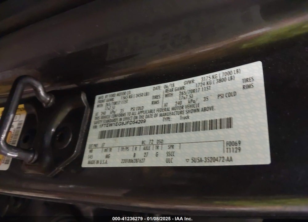 2018 FORD F-150 VIN: 1FTEW1EG9JFD54209