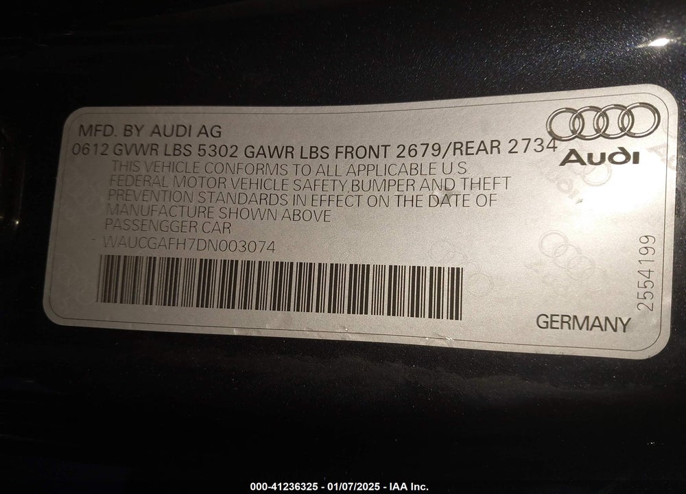 2013 AUDI S5 3.0T PREMIUM PLUS VIN: WAUCGAFH7DN003074