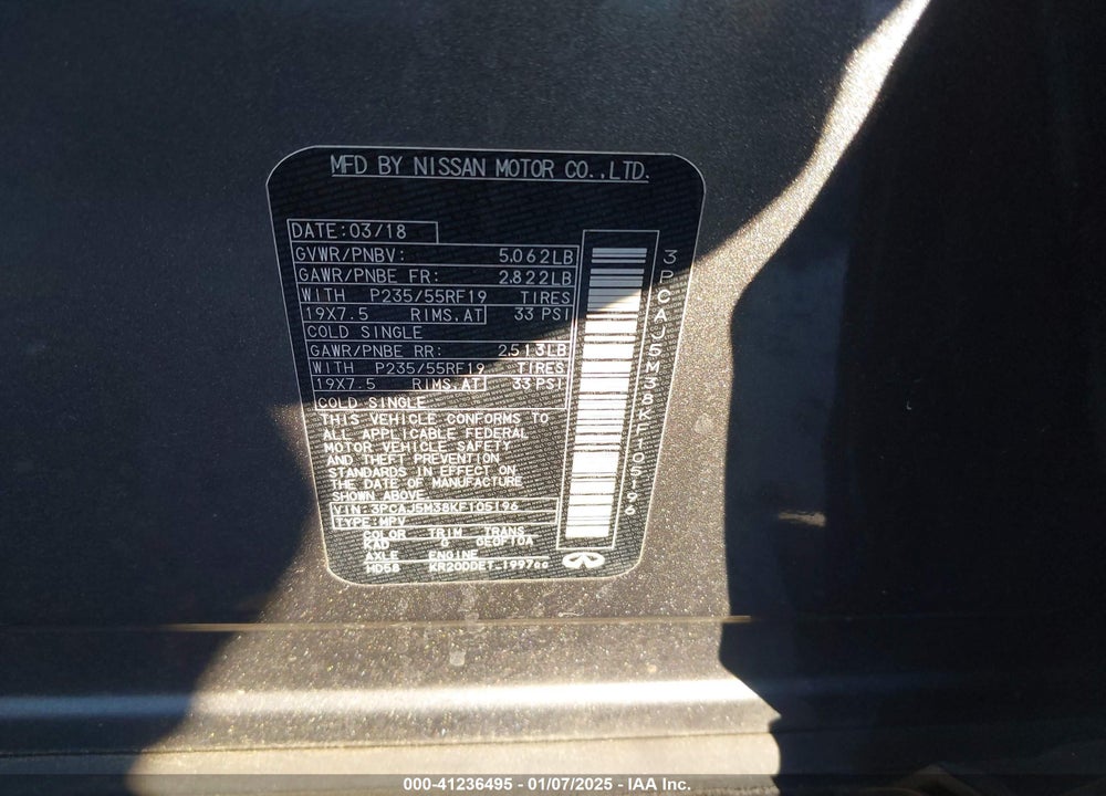 2019 INFINITI QX50 VIN: 3PCAJ5M38KF105196