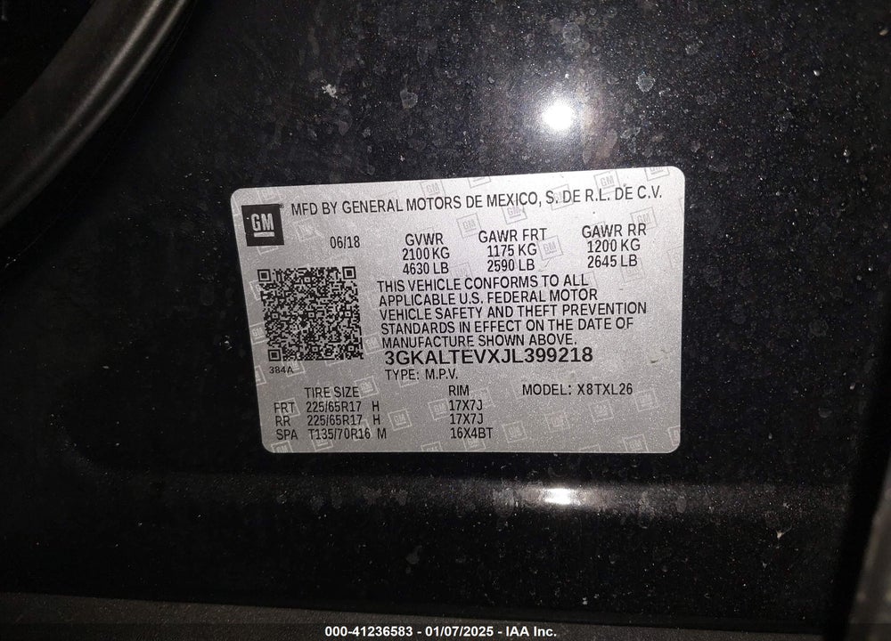 2018 GMC TERRAIN SLE VIN: 3GKALTEVXJL399218