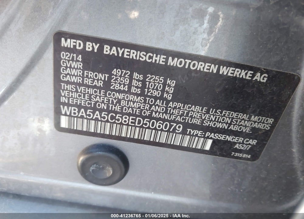2014 BMW 528 VIN: WBA5A5C58ED506079