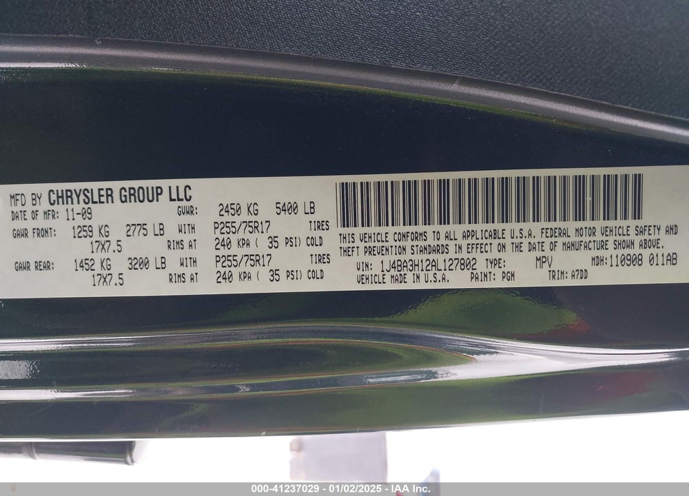 2010 JEEP WRANGLER UNLIMITED SPORT VIN: 1J4BA3H12AL127802