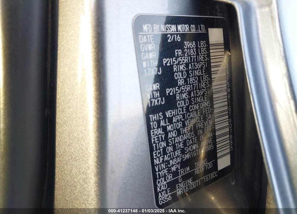 2016 NISSAN JUKE SV VIN: JN8AF5MR1GT607885